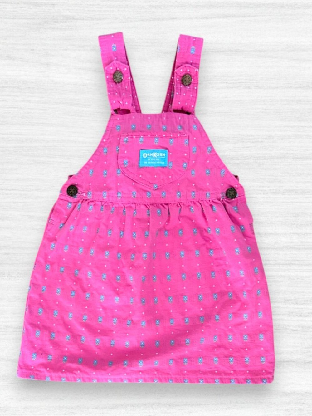 Vintage OshKosh Vestpak 90s Pink Floral Overall Jumper Dress Girls 4 USA Bow